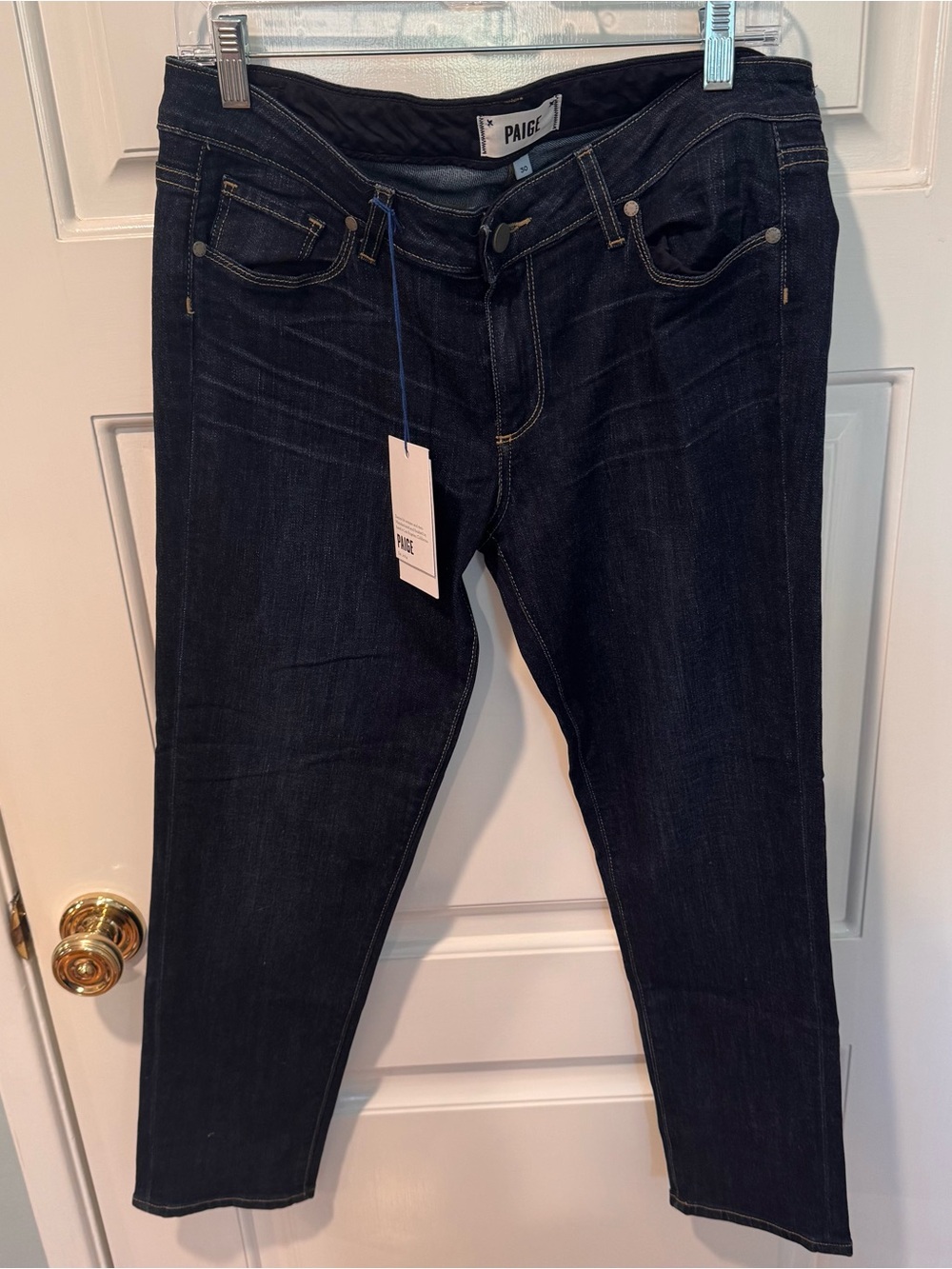 PAIGE Indigo Blue Slim Jeans with Contrast Stitching
